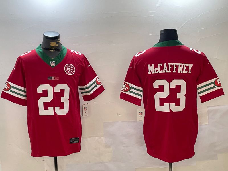 Men San Francisco 49ers #23 Mccaffrey Red Mexico three generations 2024 Nike Vapor Limited NFL Jersey style 3